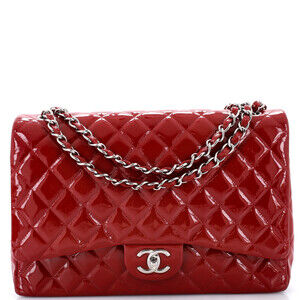 Chanel Maxi Classic Double Flap Bag Quilted Patent